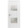 thumbnail image 1 of Solid French Pre-Hung Door Opaque Glass 2 Lites / Sete 6222 White Silk / Single Regular Panel Frame Handle / Bathroom Bedroom Modern Doors -18" x 84", 1 of 6