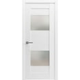 thumbnail image 1 of Solid French Pre-Hung Door Opaque Glass 2 Lites / Sete 6222 White Silk / Single Regular Panel Frame Handle / Bathroom Bedroom Modern Doors -32" x 80", 1 of 7