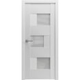 thumbnail image 1 of Solid French Pre-Hung Door Opaque Glass / Sete 6933 White Silk / Single Regular Panel Frame Handle / Bathroom Bedroom Modern Doors -18" x 80", 1 of 6