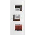 thumbnail image 1 of Solid French Pre-Hung Door Opaque Glass / Sete 6999 White Silk with Mirror / Single Regular Panel Frame Handle / Bathroom Bedroom Modern Doors -42" x 80", 1 of 7