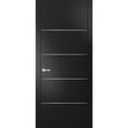 thumbnail image 1 of Solid French Pre-Hung Door | Planum 0020 Matte Black | Single Regular Panel Frame Trims Handle | Bathroom Bedroom Sturdy Doors -18" x 96", 1 of 7