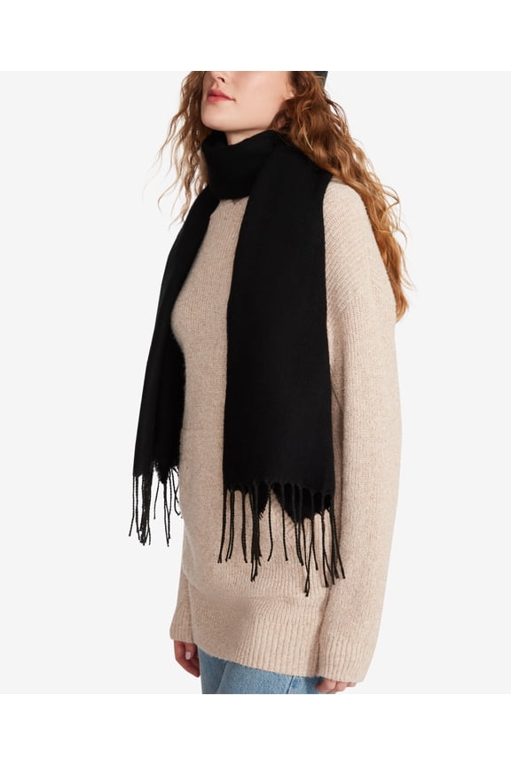 Solid Fringe Scarf Black