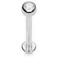 thumbnail image 1 of Solid G23 Titanium Internally Threaded Labret Monroe Cartilage Stud w/Jeweled Ball, 1 of 4