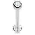 thumbnail image 1 of Solid G23 Titanium Internally Threaded Labret Monroe Cartilage Stud w/Jeweled Ball, 1 of 4