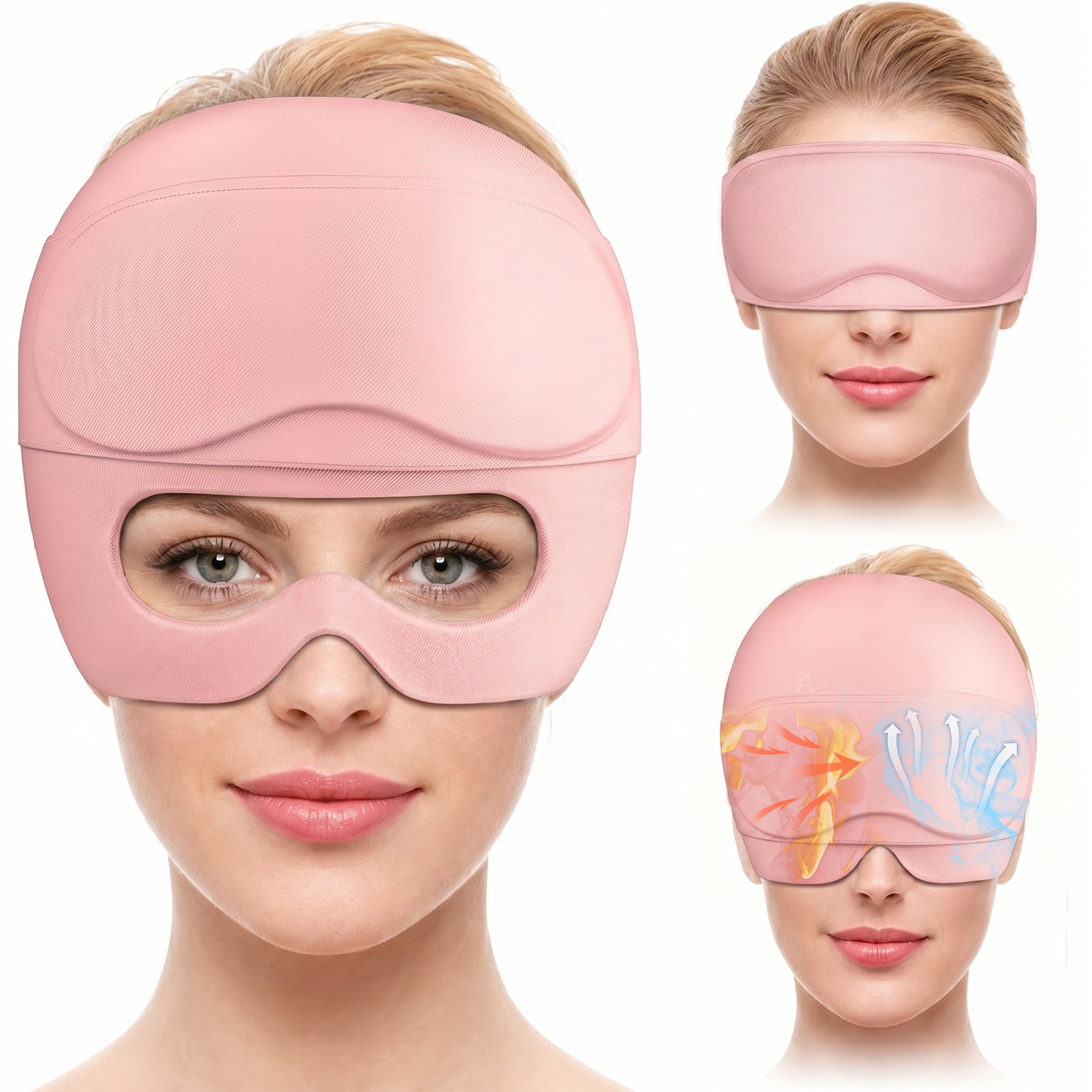 Solid Gel Cap for Hot or Cold Compress, Eye Ice Mask for Sleep and Headache Relief, Reusable Cooling Hat for Pressure and Sinus Comfort