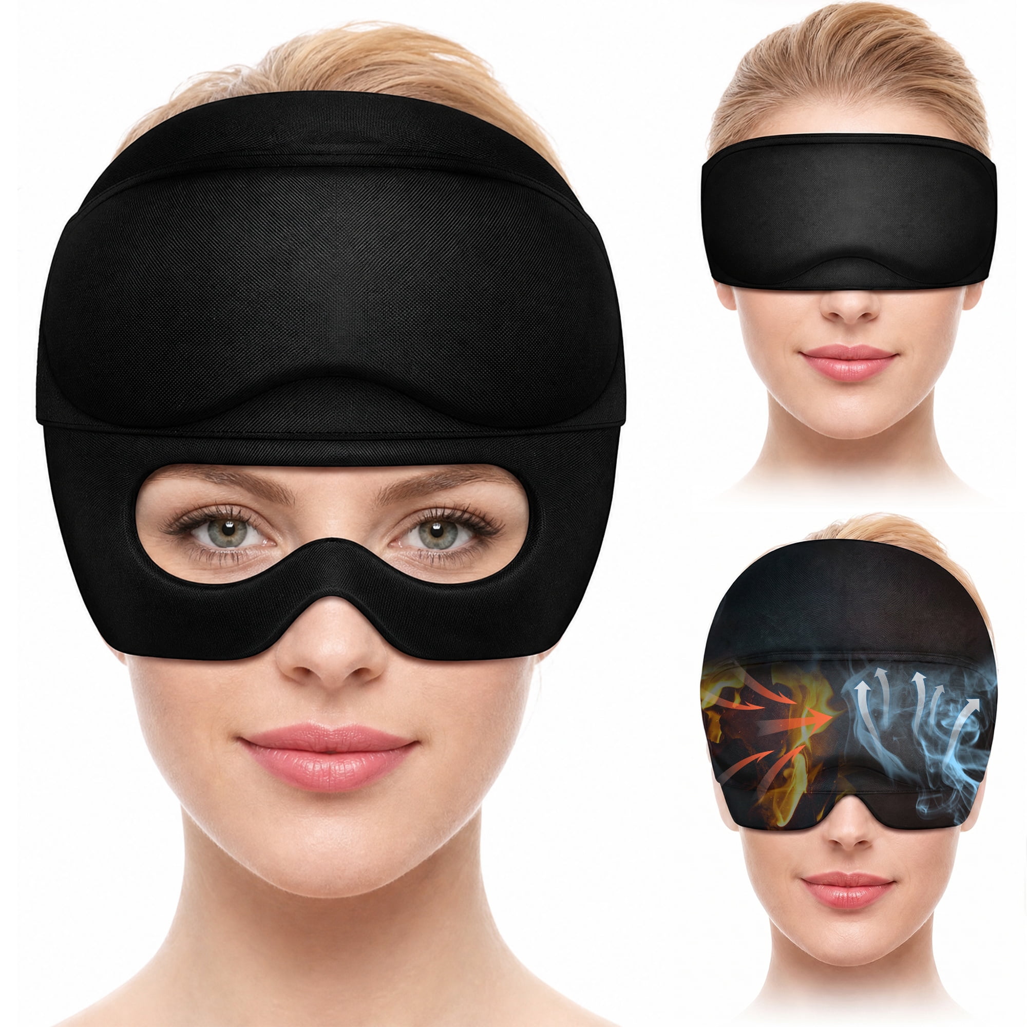 Solid Gel Cap for Hot or Cold Compress, Eye Ice Mask for Sleep and Headache Relief, Reusable Cooling Hat for Pressure and Sinus Comfort