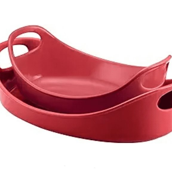 Solid Glaze Ceramics Bakeware/Baking Pan Set - 2 Piece, Red