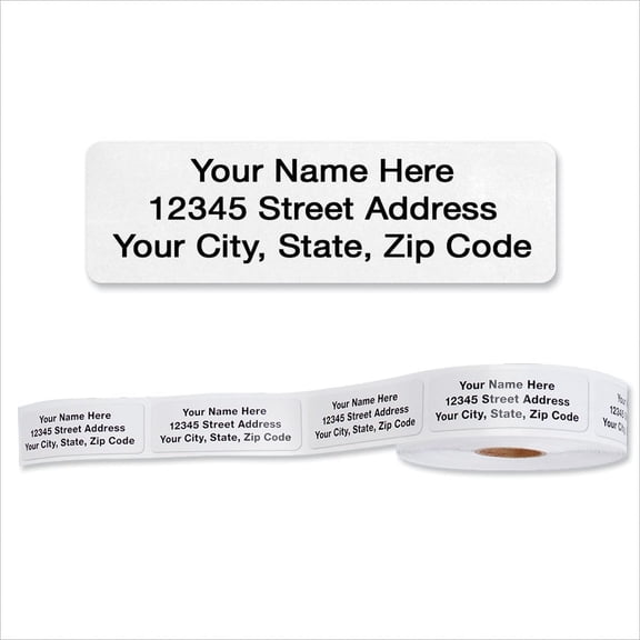 Solid Gloss White Rolled Return Address Mailing Labels with Dispenser, Customize with Name & Shipping Address, 500 Self Adhesive, Easy Peel Sticker Label Roll, 3/4" x 2 1/2"