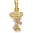 thumbnail image 1 of Solid Gold 10K Two-Tone Communion Cup w/Cross Charm - 16.5mm, 1 of 6