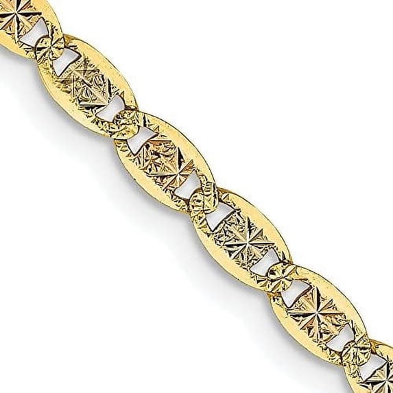 Solid Gold 14K 3mm Tri-color Pav Valentino with Lobster Lock Chain - 26"