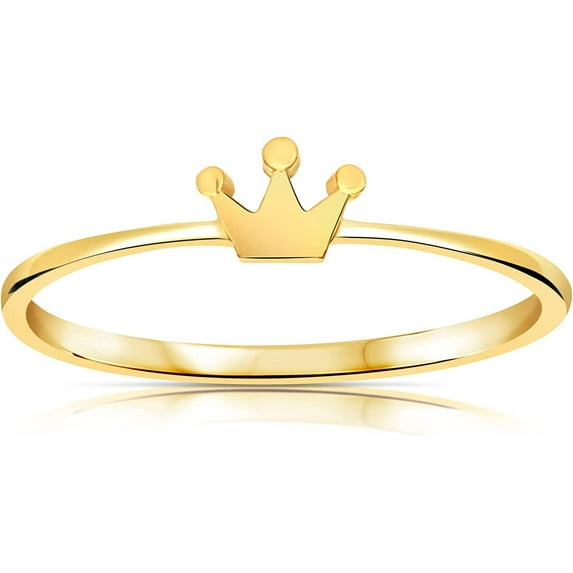 Solid Gold 14K Mini Crown Ring 8
