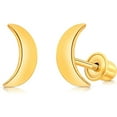 thumbnail image 1 of Solid Gold 14K Polished Moon Stud Earrings, Crescent Moon Studs, Gift for Women, 1 of 4