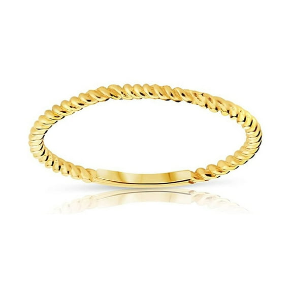 Solid Gold 14k Thin Twisted Band Stackable Ring 5