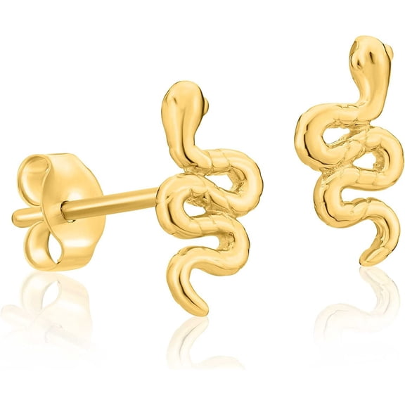 Solid Gold 14k Tiny Snake Stud Earrings