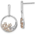 thumbnail image 1 of Solid Gold 14k Two-tone Moon and Stars Circle Diamond Post Earrings - 23.2mm Natural Diamonds, 1 of 6