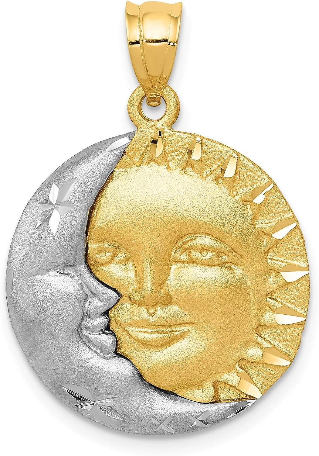 AVARIAH DIAMONDS Solid Gold 14k Two-tone Sun and Moon Charm - 28mm