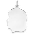 thumbnail image 1 of Solid Gold 14k White Plain Medium.011 Depth Facing Left Engravable Girl Charm - 27mm, 1 of 5