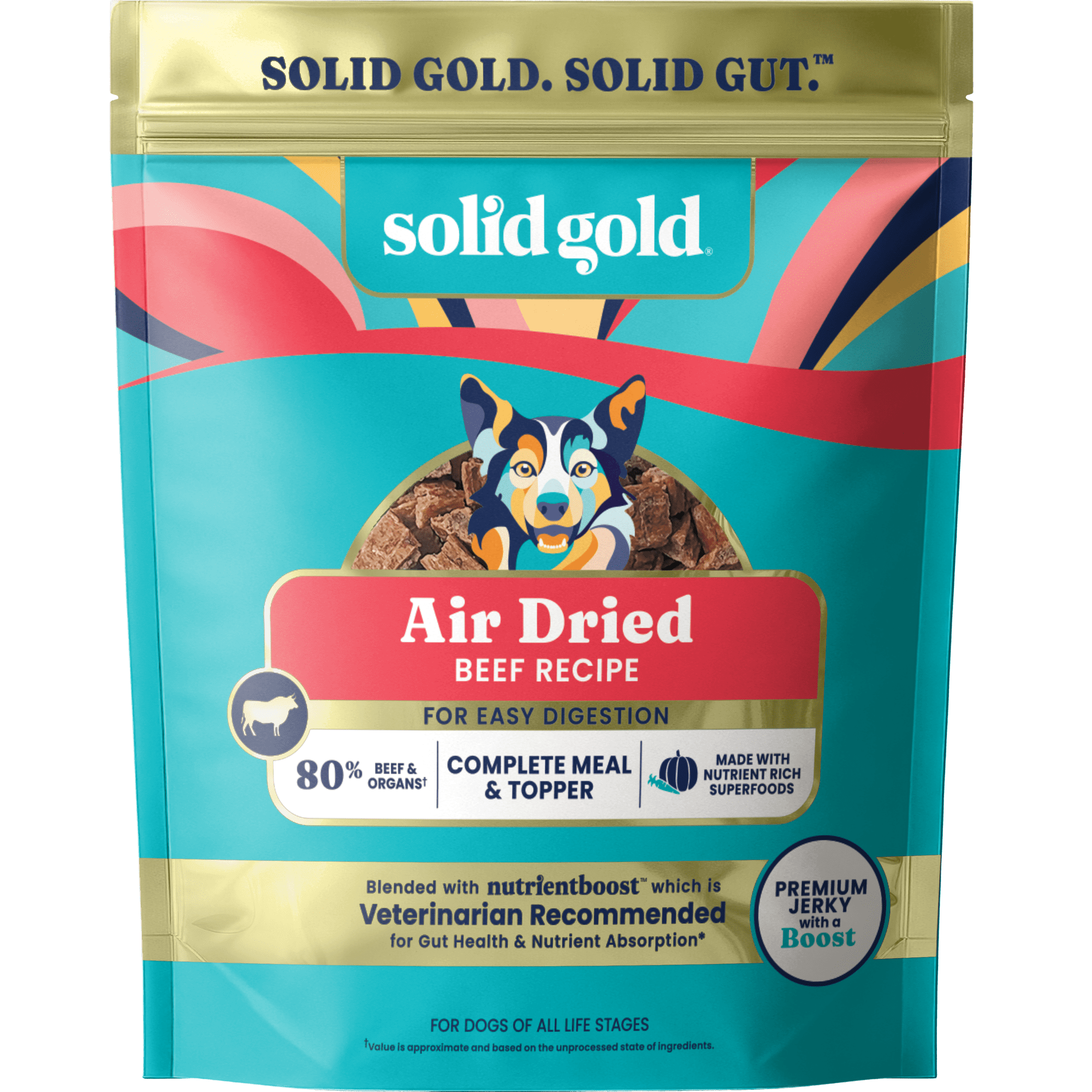 Solid Gold Air Dried Topper Complete and Balanced Meal Topper for Dogs, Beef 2 LB