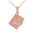 thumbnail image 1 of Solid Gold Armenian Christian Open Holy Bible (14K Rose Gold, Pendant with 18" chain), 1 of 3