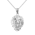 thumbnail image 1 of Solid Gold Diamond Cut Roaring Lion Head (14K White Gold, Pendant with 18" chain), 1 of 2