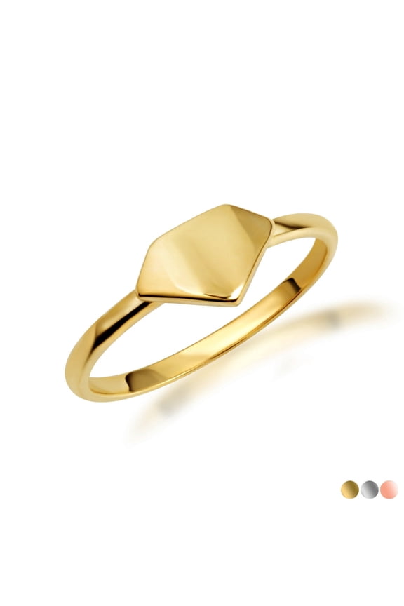 10K Solid Gold Diamond Outline Shape Ring  /  Size 8