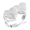 thumbnail image 1 of Solid Gold Double Heart Nugget Ring (14K White Gold,Size 10.5), 1 of 2