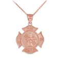 thumbnail image 1 of Solid Gold Fire Department Firefighter Badge (10K Rose Gold, Pendant with 22" chain), 1 of 2