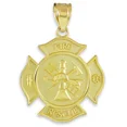 thumbnail image 1 of Solid Gold Fire Department Firefighter Badge (10K Yellow Gold, Pendant), 1 of 2