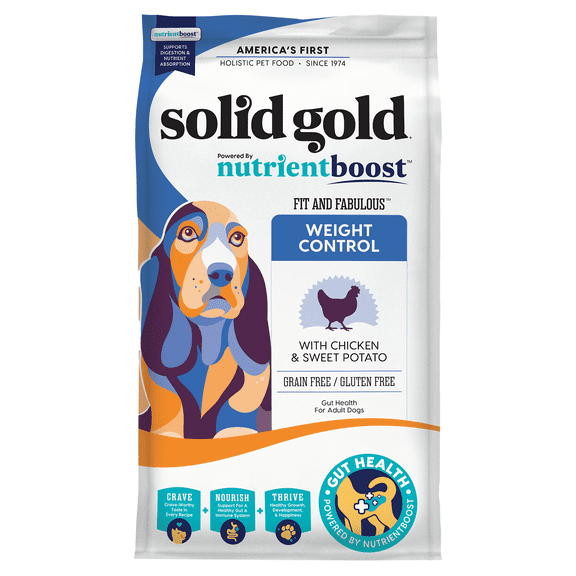 Solid Gold Fit and Fabulous Weight Control, For Adult Dogs, Chicken & Sweet Potato, 3.75 lbs (1.7 kg)