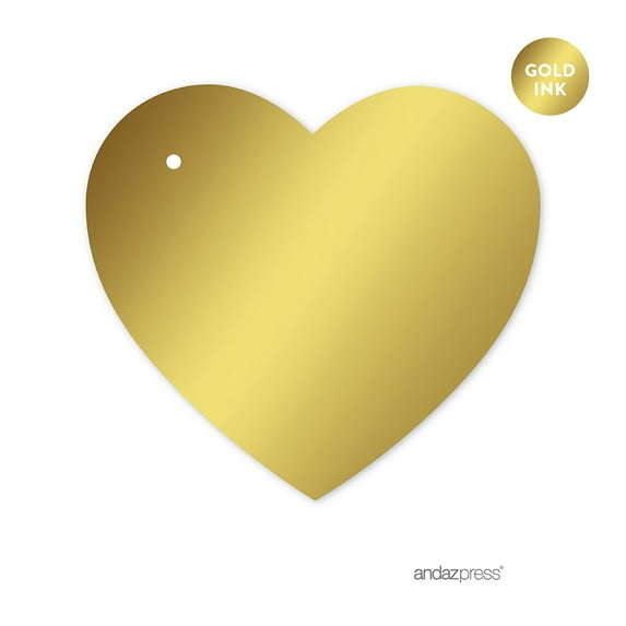 Solid Gold Gold Metallic Gold Heart Favor Gift Tags, 30-Pack