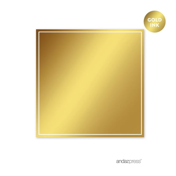 Solid Gold Gold Metallic Gold Square Favor Gift Labels  Thank You Stickers, 40-Pack