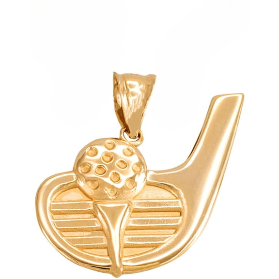 Solid Gold Golf Club Ball Pendant Necklace (10K Yellow Gold, Pendant Only)