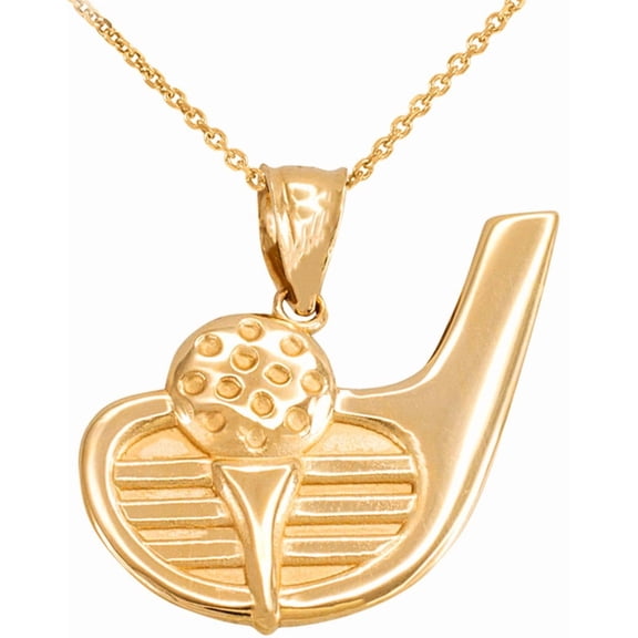 Solid Gold Golf Club Ball Pendant Necklace (10K Yellow Gold, Pendant with 16" chain)