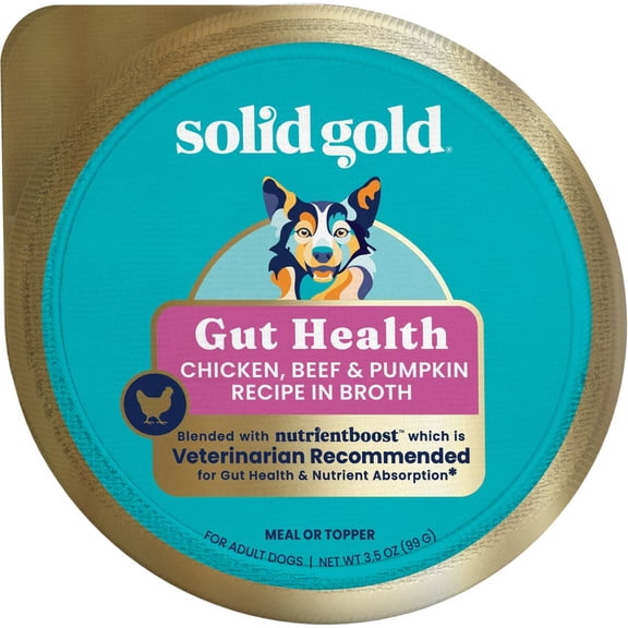 Solid Gold Gut Health Wet Functional Cups, Chicken, Beef & Pumpkin 3.5oz, Pack of 6