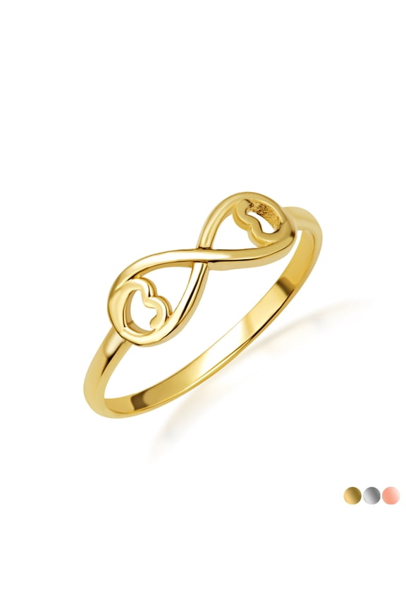 Solid Gold Infinity Double Heart 10K Love Ring / Ring, Size 9