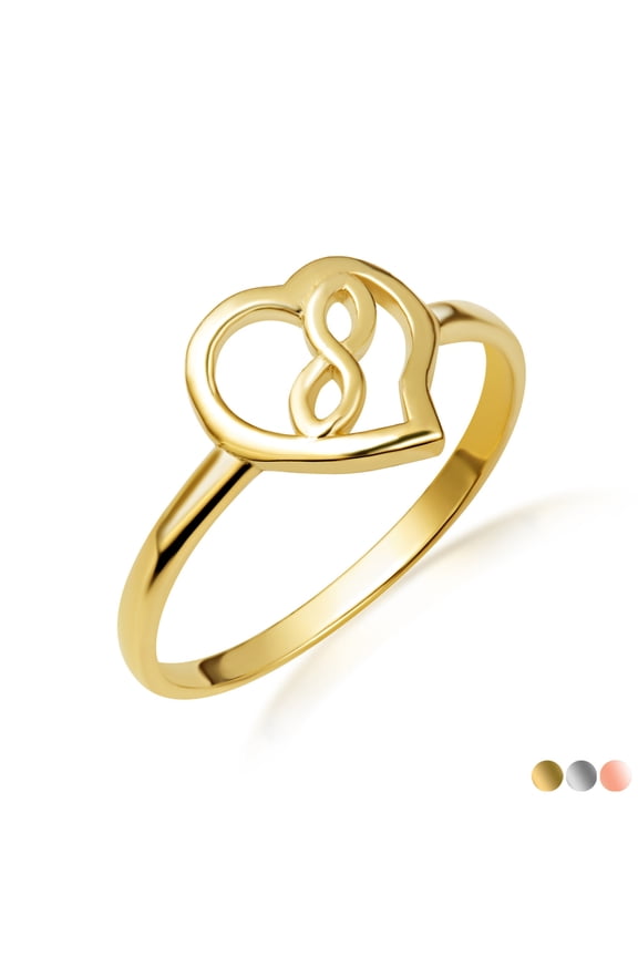 Solid Gold Infinity Heart Eternal 14K Love Ring/ Ring, Size 4