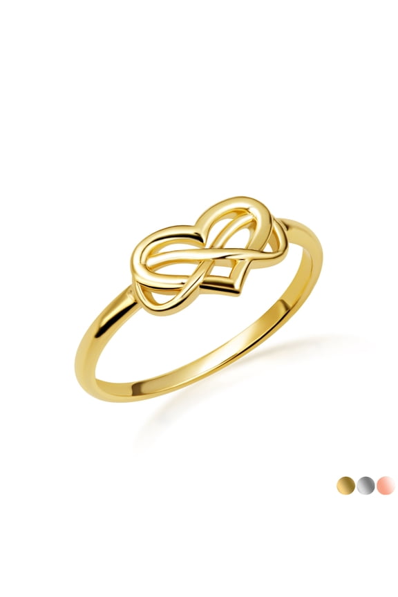 Solid Gold Infinity Heart Intertwined 14K Love Ring / Ring, Size 5
