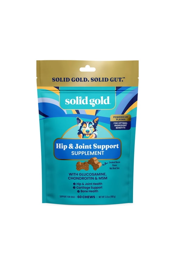 Hip & Joint Support Supplement for Dogs, for Hip & Joint Health, Bacon 60 Count