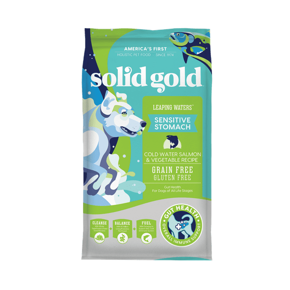 Solid Gold Leaping Waters Holistic Dry Dog Food for Sensitive Stomach, Salmon, 4 lb.