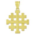 thumbnail image 1 of Solid Gold Matte Jerusalem "Crusaders" Cross (10K Yellow Gold, Pendant), 1 of 4