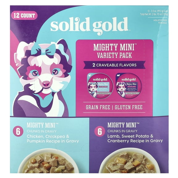 Solid Gold Mighty Mini Variety Pack, For Toy & Small Breed Dogs, 12 Count, 3.5 oz (99 g) Each