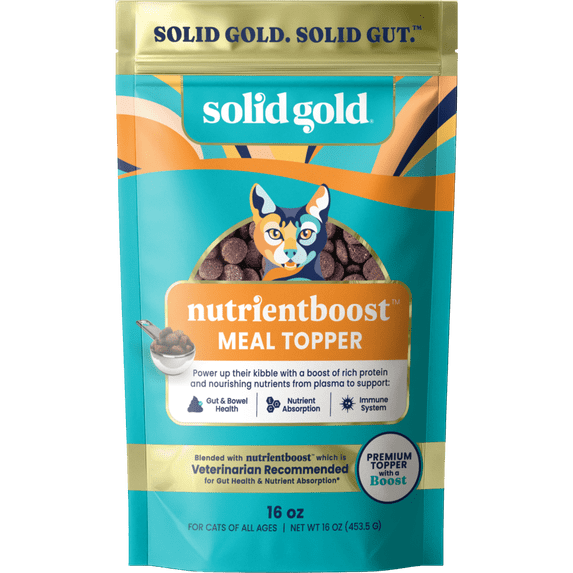 Solid Gold NutrientBoost Meal Topper for Cats - Plasma Infused Grain Free Food Topper Rich in Vitamins Minerals and Amino Acids - 1 Pound