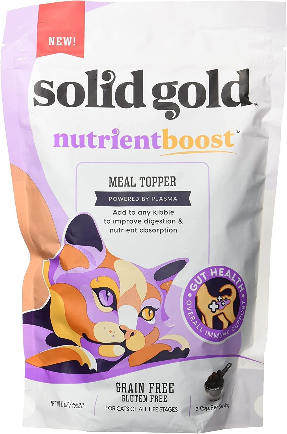 Solid Gold NutrientBoost Meal Topper for Cats - Plasma Infused Grain Free Food Topper Rich in Vitamins Minerals and Amino Acids - 1 Pound