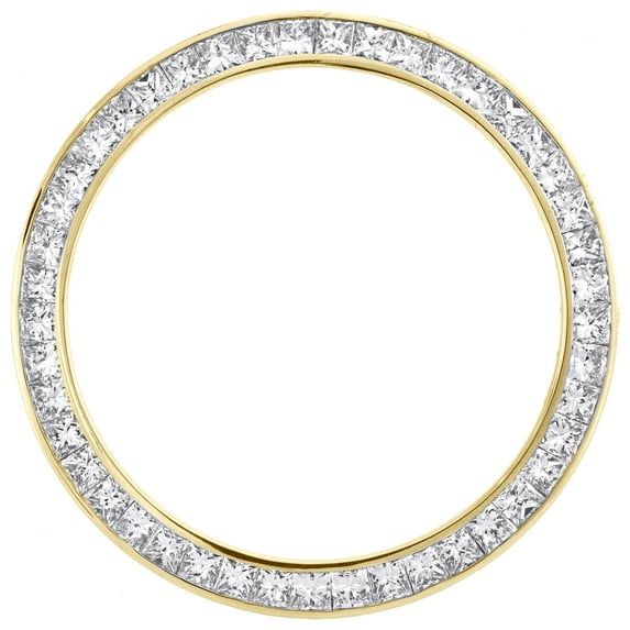 Solid Gold Princess Cut Diamond Bezel For 36mm Rolex DateJust / Day-Date 4.30 CT