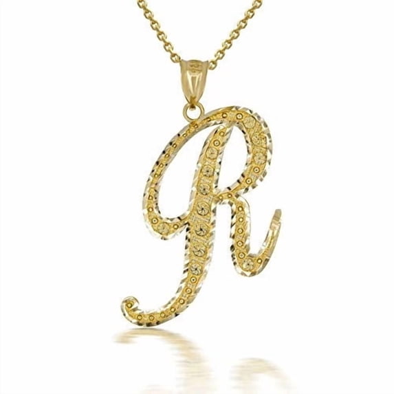 Solid Gold Script Cursive Initial "A-Z" (Pendant)