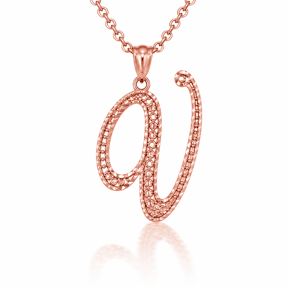 Solid Gold Script Cursive Initial "A-Z" (Pendant)