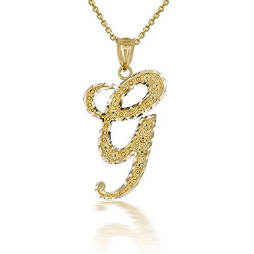 Solid Gold Script Cursive Initial "A-Z" (Pendant)