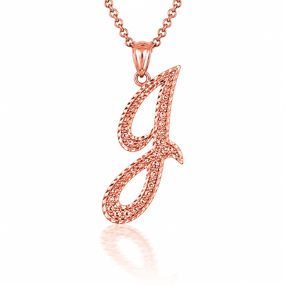 Solid Gold Script Cursive Initial "A-Z" (Pendant)