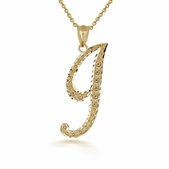 Solid Gold Script Cursive Initial "A-Z" (Pendant)