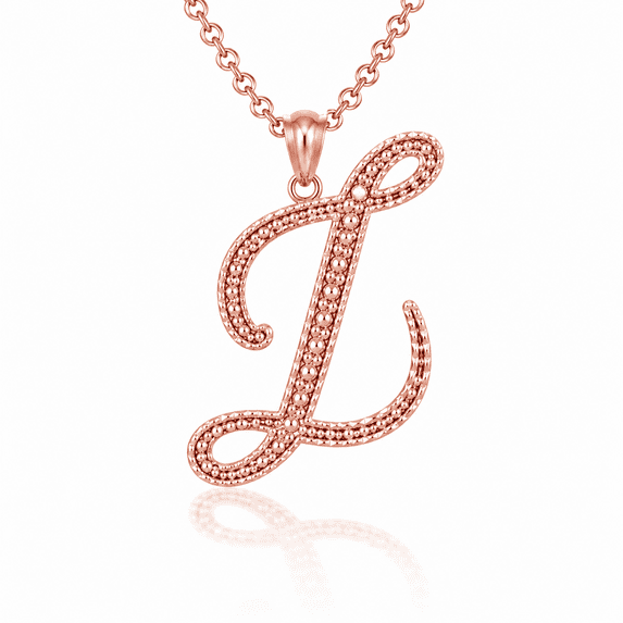 Solid Gold Script Cursive Initial "A-Z" (Pendant)